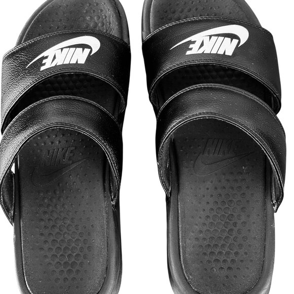 Nike Double Strap Slides Woman's 11 Black Used Good Condition - Picture 3 of 8